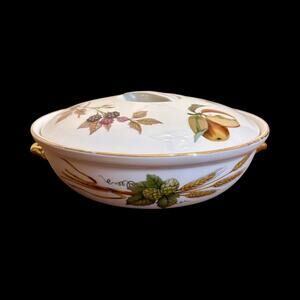 Vintage Royal Worcester Evesham Gold covered casserole dish